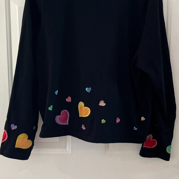 Michael Simon Lite Woman's Black Heart Love Me Cardigan Sz XL - Picture 4 of 8
